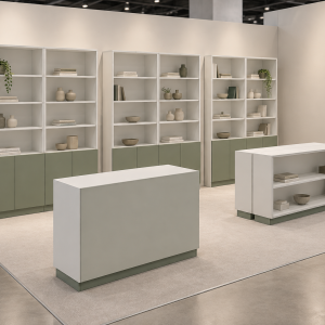Composizione Stand Collection 18 su misura - Visualizzazione illustrativa AI in ambiente